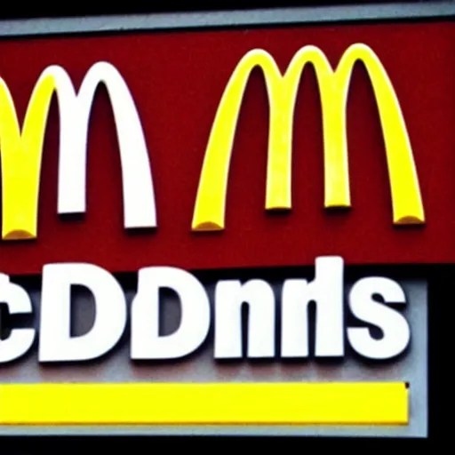 Prompt: mcdonalds sign, but the text just says the end is near