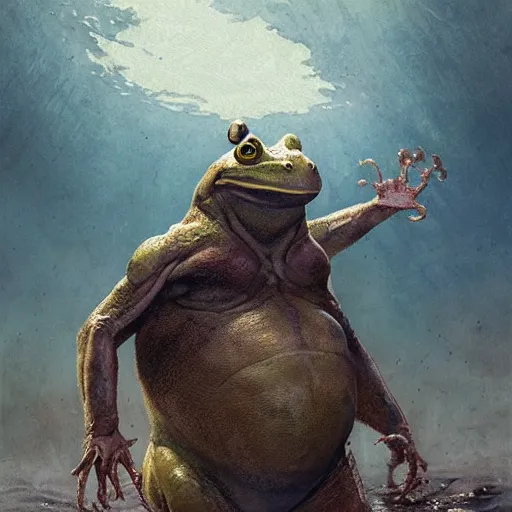 Image similar to hyper realistic big chungus frogman by greg rutkowski