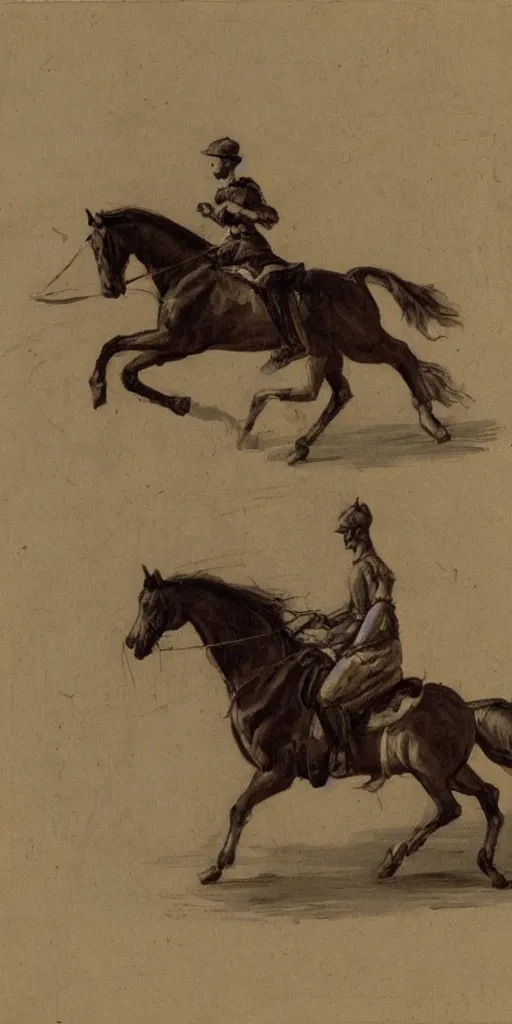 Image similar to a horse riding a horse, art