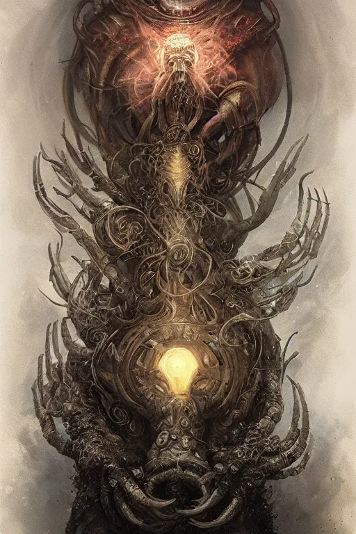 Prompt: Astral Isopod God, insectoid, crustacean, fantasy, magic, digital art by Seb Mckinnon and Peter Mohrbacher, professional illustration, holy, cult