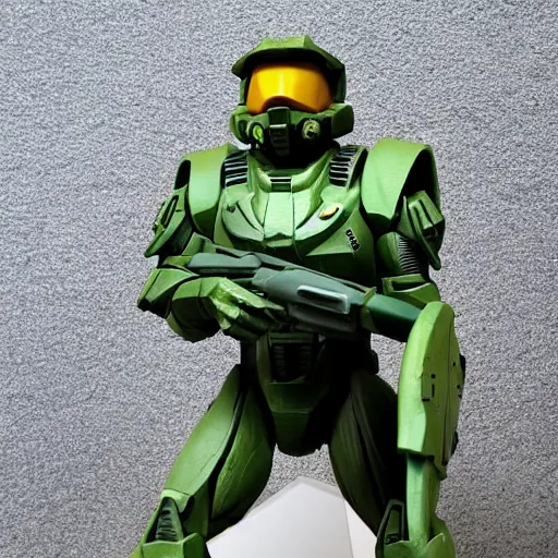 Image similar to master chief sculpted in the style of george tsougkouzidis