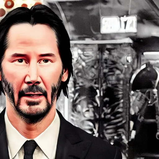 Image similar to keanu reeves in the twilight zone 4 k detailed super realistic