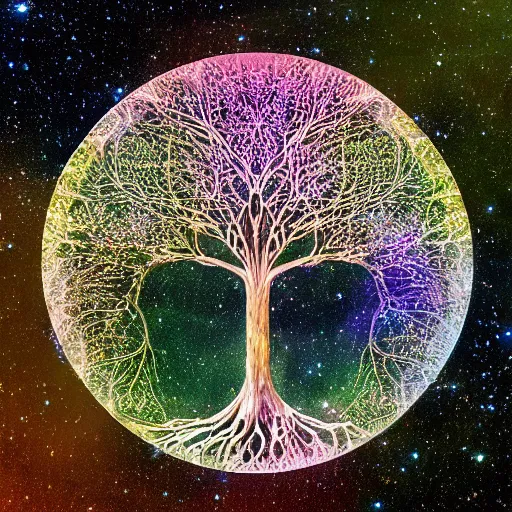 Image similar to a hyper-detailed photo of tree of life in galaxy