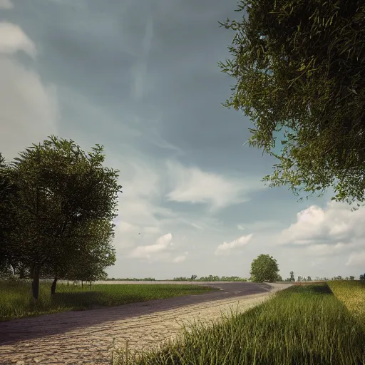 Image similar to realistic belarus landscape, photo, instagram photo, instagram selfie, full hd, 8 k, unreal engine, octane render, hyper detailed, hyper realistic, photorealistic, vfx, houdini, full body