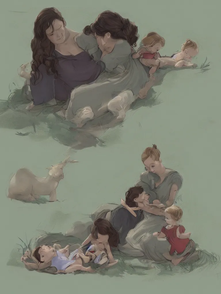 Image similar to motherhood by Disney Concept Artists, blunt borders, rule of thirds