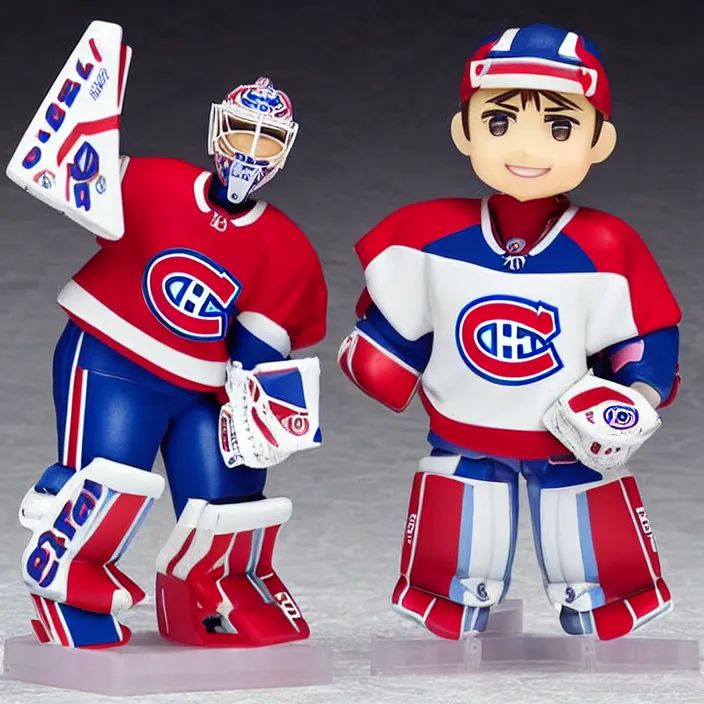 Image similar to Carey Price Goaltender, An anime Nendoroid of Carey Price, goalie Carey Price, number 31!!!!!, full ice hockey goalie gear, Montreal Habs Canadiens figurine, detailed product photo