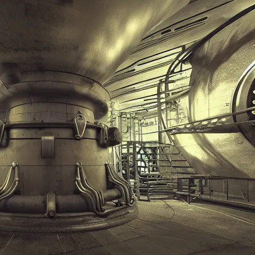 Image similar to steampunk underground missile silo, 3 d render, octane, ray tracing, ultra high resolution, ultra detailed, photorealistic, 8 k