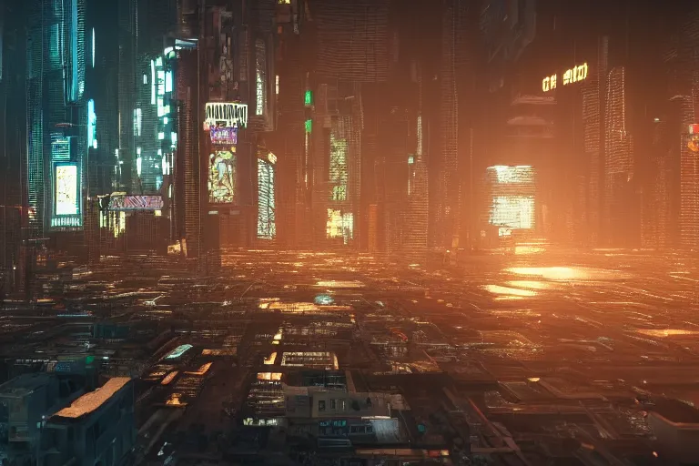 Prompt: a gritty cyberpunk city made of computer chips. cinematic lighting. octane render. 4 k