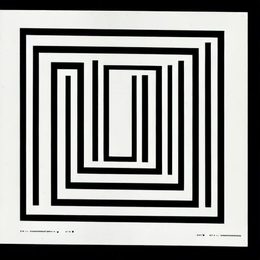 Image similar to black and white minimal logos by karl gerstner 1 9 7 0 s, large border, 8 k scan