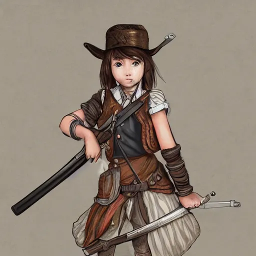 Prompt: A girl holding a musket, super detailed, 4k, anime art style