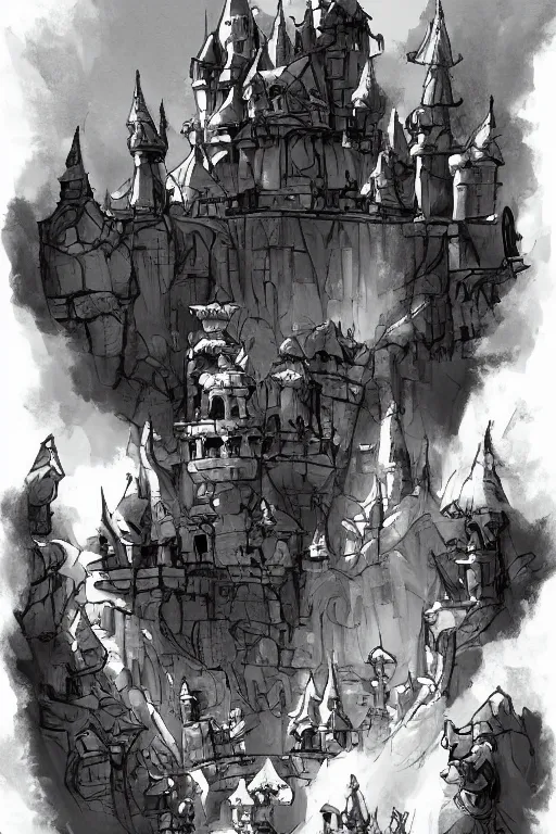 Prompt: a beautiful painting by stone fantasy arch on a black and white checkered ground inside the palace, artstation, brian kesinger,