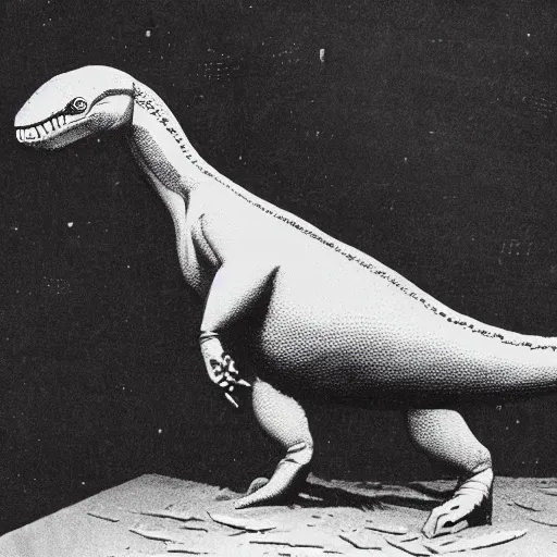 Image similar to First photograph of a real dinosaur, circa 2167