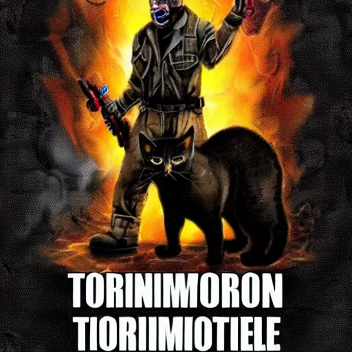 Image similar to cat terminator apocalyptic alcoholic