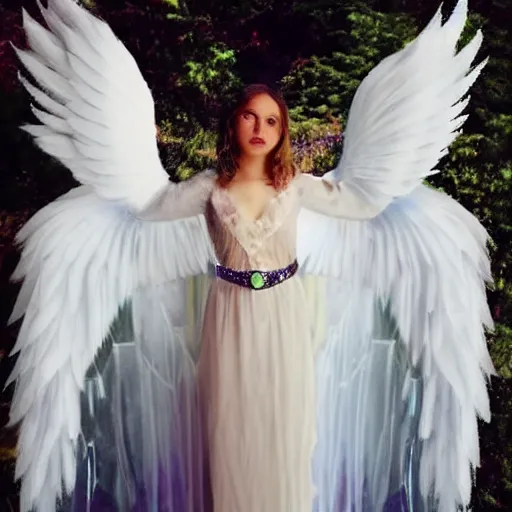 Image similar to photo of a beautiful ethereal angel with crystal wings