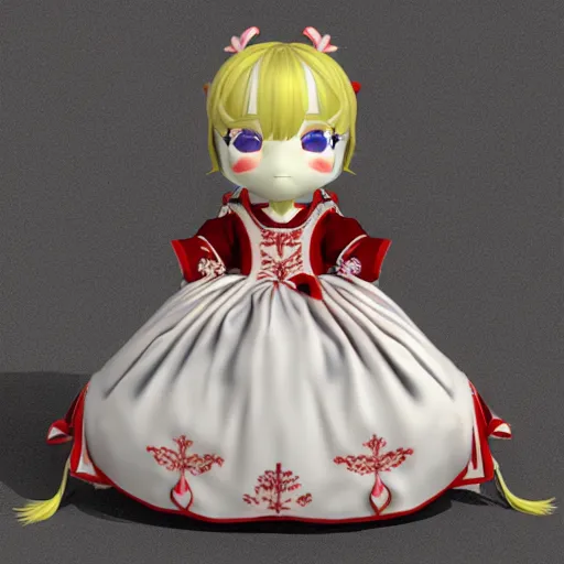 Prompt: cute fumo plush of a courtesan girl from the court of her high imperial majesty, stylized brdf, vray