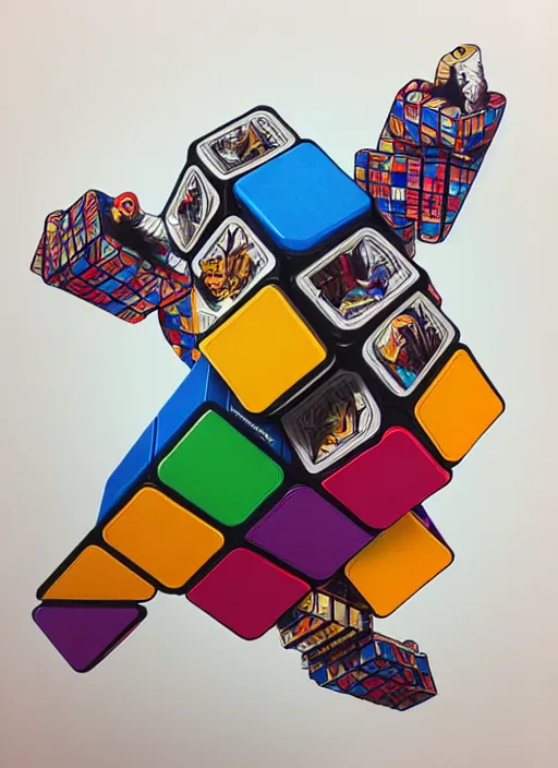 Image similar to scrambled rubiks cube animals, tristan eaton, victo ngai, artgerm, rhads, ross draws