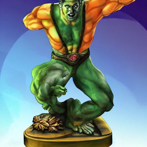 Prompt: captain planet, garbage, statue, digital art -4