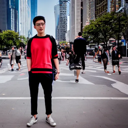 Image similar to zhou jielun spotted in the city, TMZ, Sony a7R IV, symmetric balance, polarizing filter, Photolab, Lightroom, 4K, Dolby Vision, Photography Award