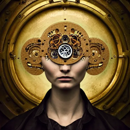 Image similar to a beautiful intricate fine art portrait photo of a mechanical industrial steampunk cybernetic yin yang symbol, overgrown with morning glory flowers, Montserrat leaves by tom bagshaw and zach sutton, golden ratio composition, studio lighting, 50mm lens, very detailed, bionic, cybernetic scifi, deep depth of field, artstation, 8K, highly coherent
