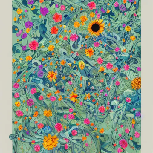 Prompt: intertwined flora flowers by james jean