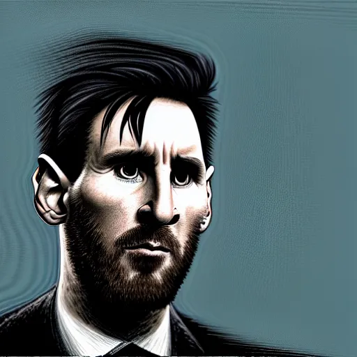 Image similar to lionel messi looking angry, intricate, elegant, highly detailed, digital painting, artstation, concept art, matte, sharp focus, illustration, art by gertrude abercrombie