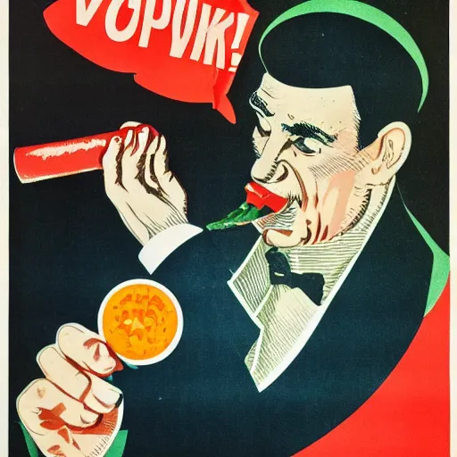 Prompt: soviet propaganda poster commanding people to eat more vegetables