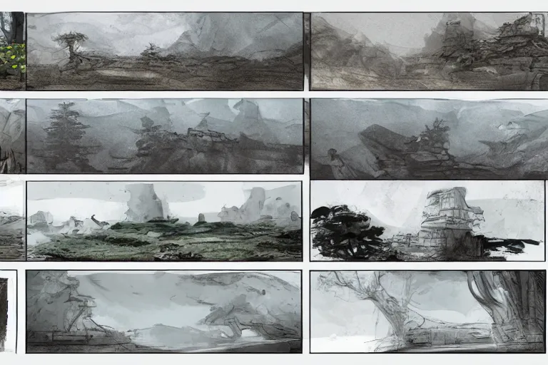 Image similar to landscape composition thumbnails, concept art