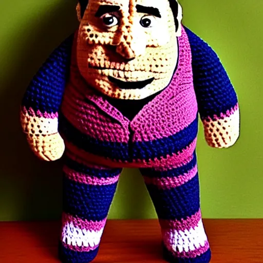 Image similar to danny de vito as a crochet doll