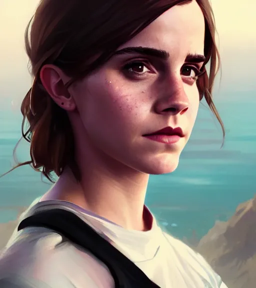 Prompt: highly detailed emma watson portrait in gta v, stephen bliss, unreal engine, fantasy art by greg rutkowski, loish, rhads, ferdinand knab, makoto shinkai and lois van baarle, ilya kuvshinov, rossdraws, tom bagshaw, global illumination, radiant light, detailed and intricate environment