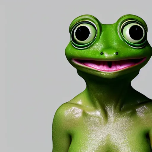 Image similar to a madge - pepe - the - frog, looking angrier than usual, quivering lips, fists in the air, sweat flying, cgi render, zbrush, octane, keyshot render