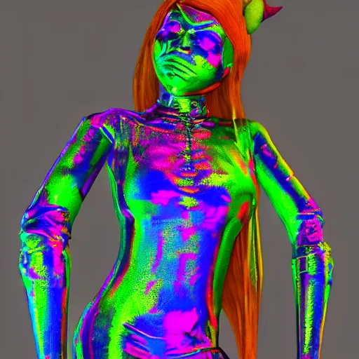 Prompt: 3 d render of a jester angel covered in slime in a holographic leotard