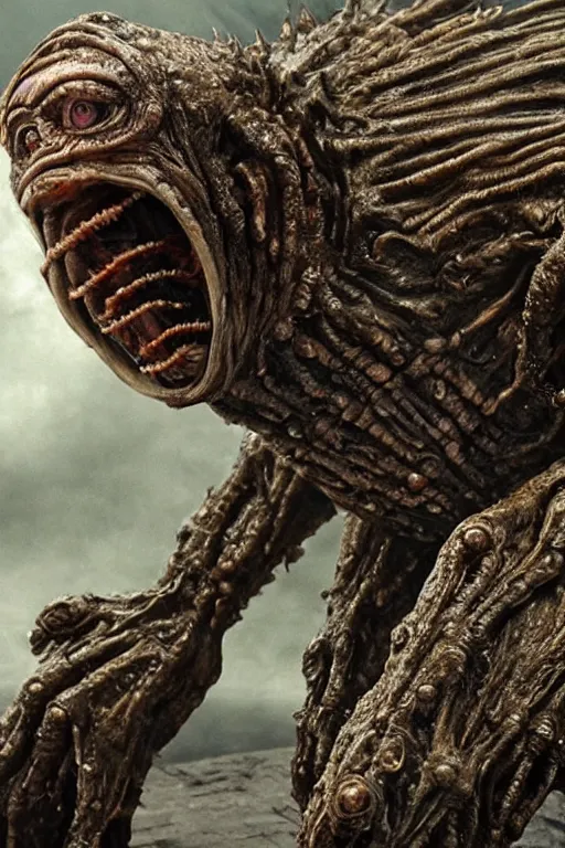 Image similar to rupert murdoch as a worm monster, photorealistic, cinematic lighting, highly detailed, very intricate, by guillermo del toro and hr giger