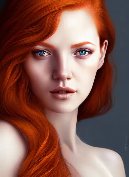 Image similar to portrait photo of a gorgeous young redhead woman with intricate eyes drawn by Emilio villalba and adrian gottlieb, in the style of stefan kostic, realistic, sharp focus, 8k high definition, insanely detailed, intricate, elegant, art by stanley lau and artgerm