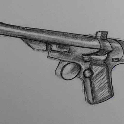 Image similar to plan of a gun that was never invented, pencil sketch, concept art