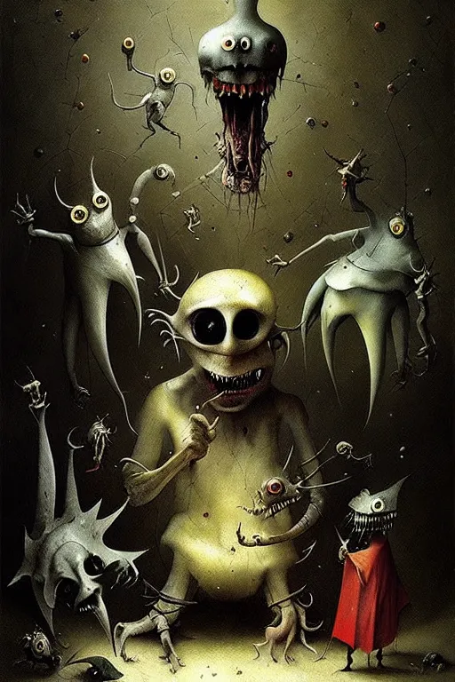 Image similar to hieronymus bosch, greg rutkowski, anna podedworna, painting of aaahh!!! real monsters