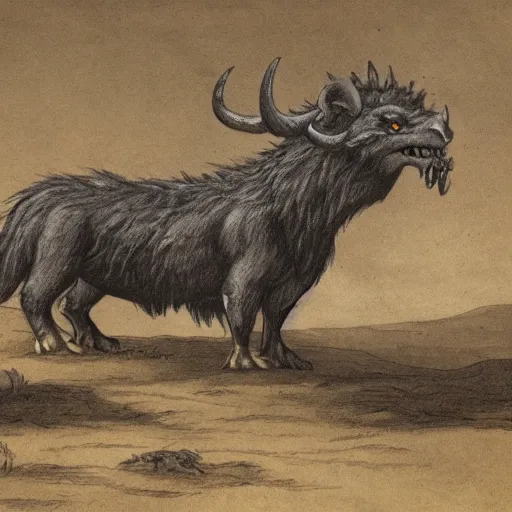 Image similar to milosk warg. a huge warg who inhabits milosk hills and steals cattle at night