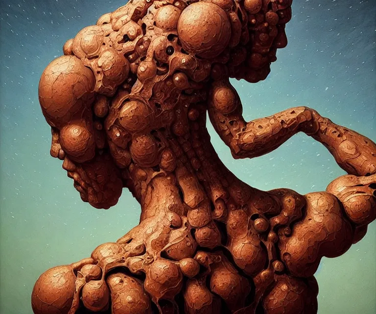 Image similar to hyper detailed 3d render like a Oil painting - atlas dramatically supporting the universe on his shoulders, by Jacek Yerka, Mariusz Lewandowski, Houdini algorithmic generative render, Abstract brush strokes, Masterpiece, Edward Hopper and James Gilleard, Zdzislaw Beksinski, Mark Ryden, Wolfgang Lettl, hints of Yayoi Kasuma, octane render, 8k