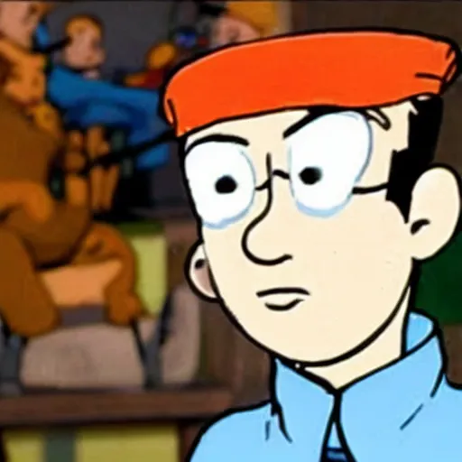 Image similar to closeup of tintin looking surprised