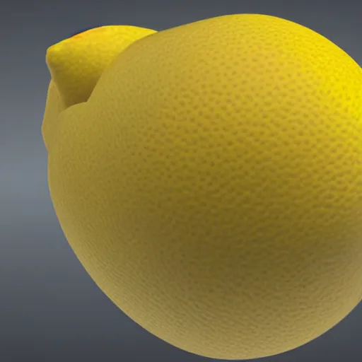 Image similar to a high quality render of a low poly lemon,