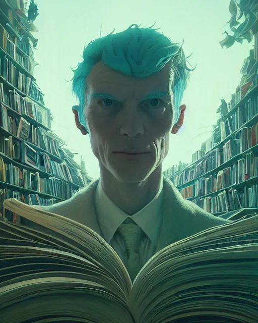 Prompt: highly detailed surreal vfx portrait of a villain in a graveyard of books, stephen bliss, unreal engine, greg rutkowski, loish, rhads, beeple, makoto shinkai and lois van baarle, ilya kuvshinov, rossdraws, tom bagshaw, alphonse mucha, global illumination, detailed and intricate environment