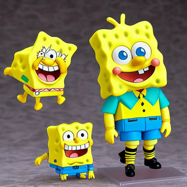 Prompt: spongebob, an anime nendoroid of spongebob, figurine, detailed product photo