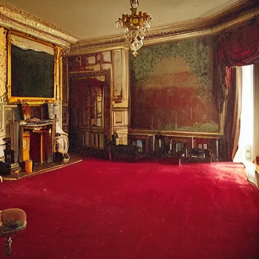 Image similar to a victorian room filled with blood