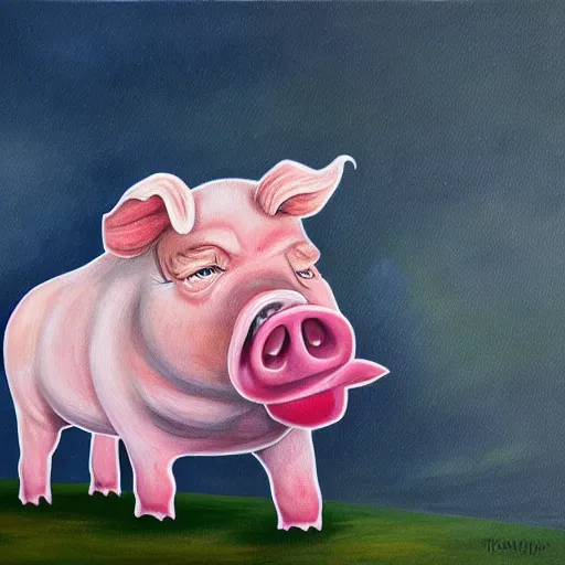 Prompt: donald trump as a pig, painting