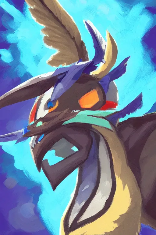 Prompt: an in game portrait of revali from the legend of zelda breath of the wild, breath of the wild art style.