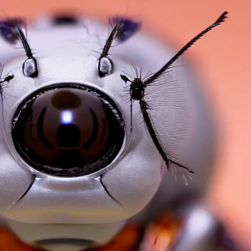 Prompt: robotic fly macro looking into camera, extremely detailed