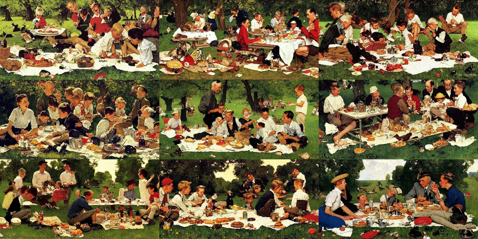 Prompt: The greatest picnic by norman rockwell