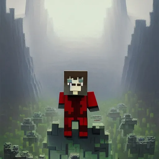 Prompt: greg rutkowski painting of a minecraft ghast