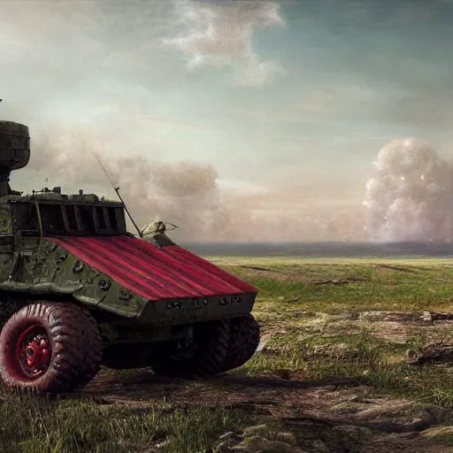 Prompt: Very very very very highly detailed Watermelon as military vehicle with epic weapons, on a battlefield in russian city as background. More Military vehicle less watermelon .Photorealistic Concept 3D digital art in style of Caspar David Friedrich, super rendered in Octane Render, epic RTX dimensional light