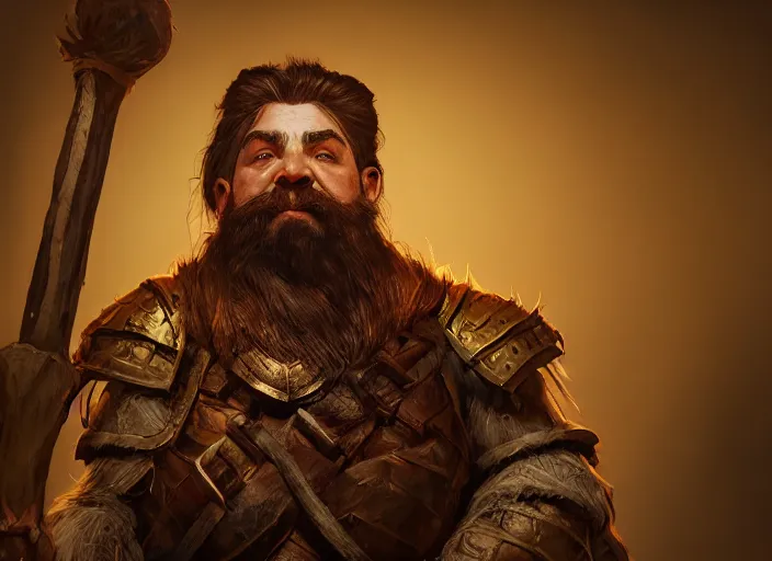 Image similar to Beautiful art portrait of a male dwarf warrior in a dark mystical dark dungeon setting, unreal 5, DAZ, hyperrealistic, octane render, dungeons and dragons, dynamic lighting