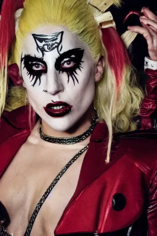 Prompt: lady gaga as harley queen, movie still